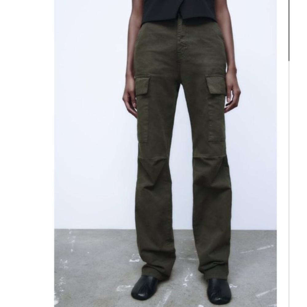 NWT ZARA THE CARGO STRAIGHT PANTS KHAKI